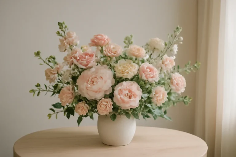 Best Flowers for Office Reception and Lobby Design styled with fresh flowers in a soft editorial setting
