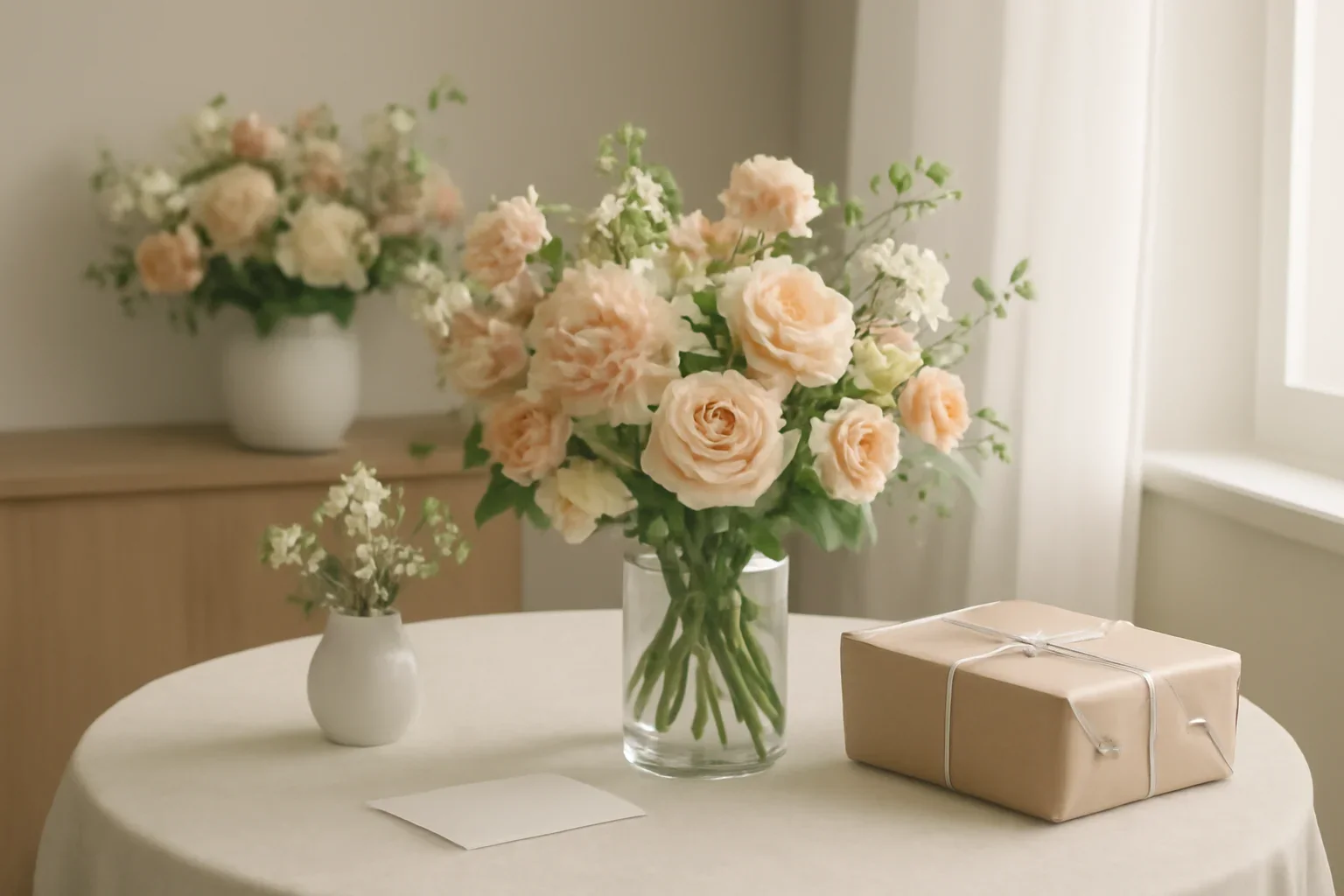How Flower Subscriptions Work for Homes and Offices styled with fresh flowers in a soft editorial setting