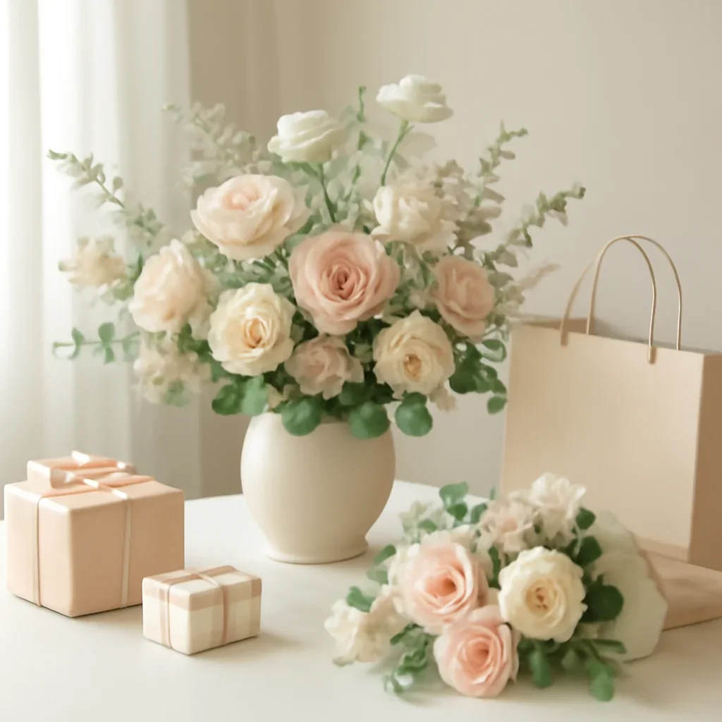 Supporting floral scene for faq with boutique presentation