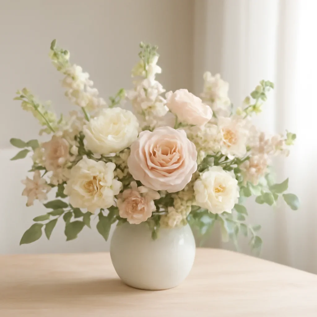 Supporting floral scene for custom floral design with boutique presentation