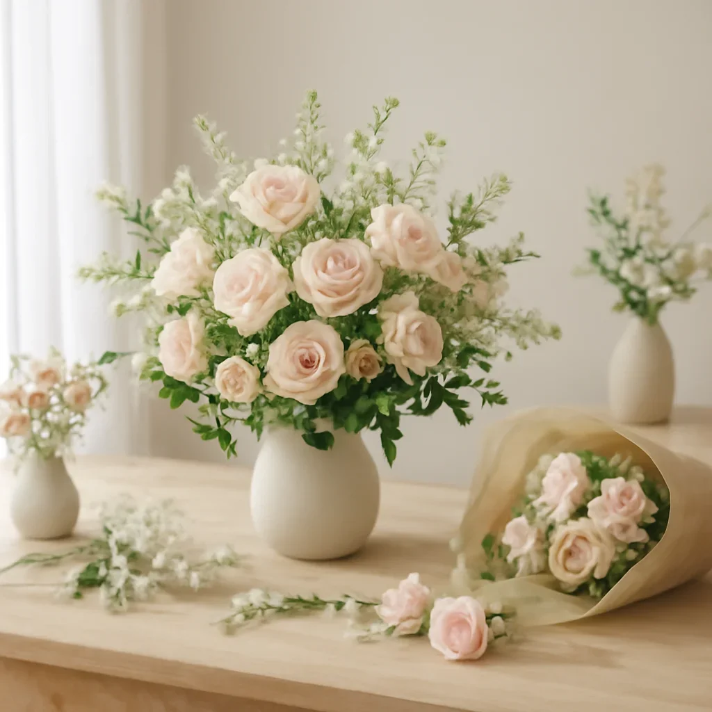 Supporting floral scene for floral workshops with boutique presentation