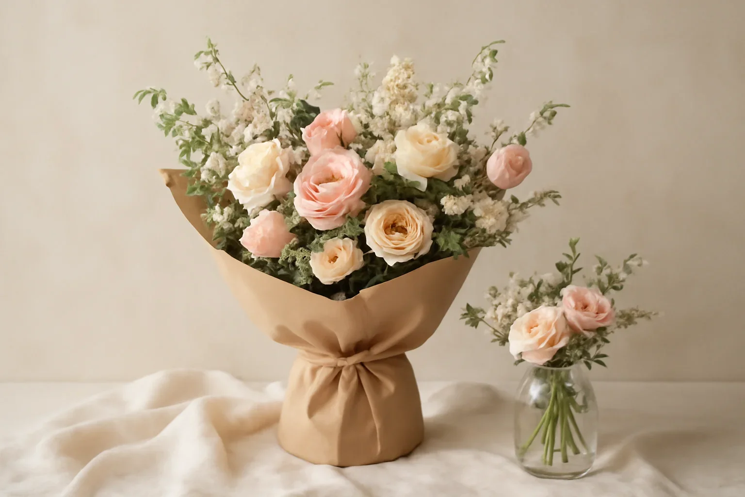 Monthly Flower Subscription styled with fresh flowers in a soft editorial setting