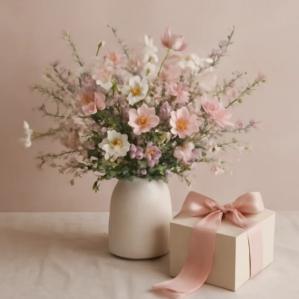 Call to action floral image for wildflower arrangement with thoughtful gift styling