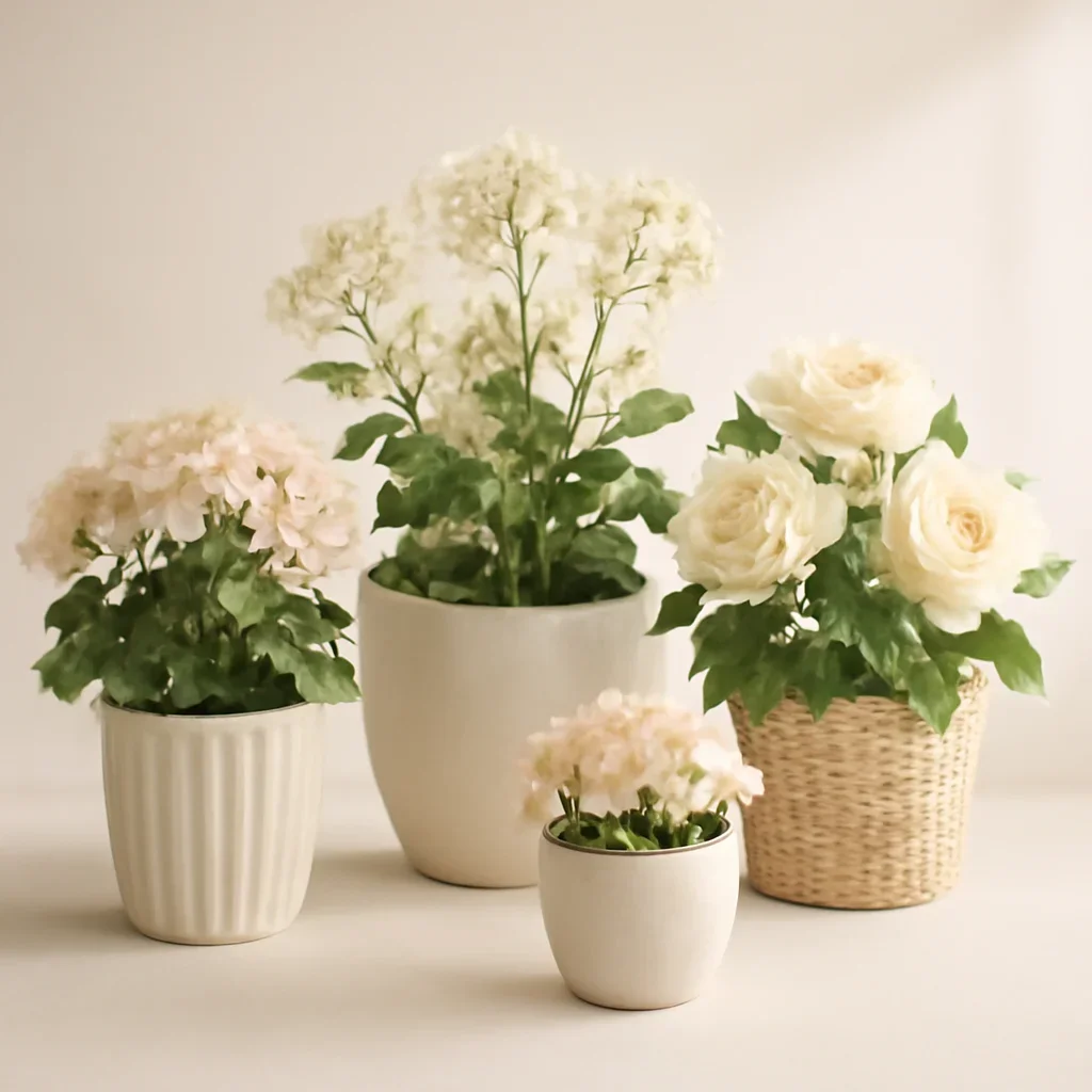 Supporting floral scene for plants with boutique presentation