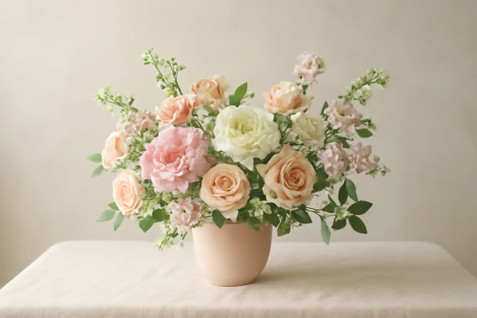 Anniversary Flowers styled with fresh flowers in a soft editorial setting