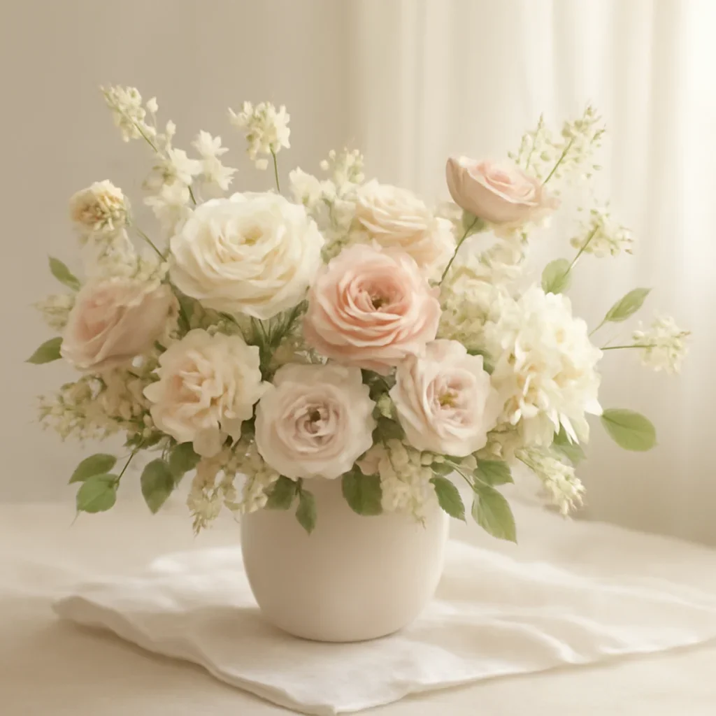 Supporting floral scene for birthday flowers with boutique presentation