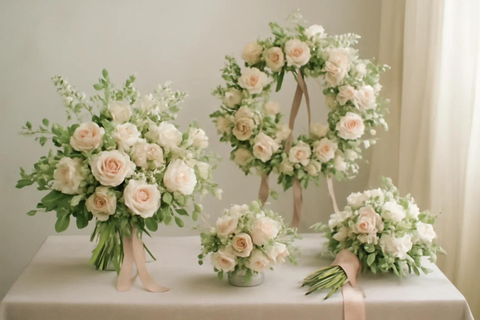 Funeral Flowers styled with fresh flowers in a soft editorial setting