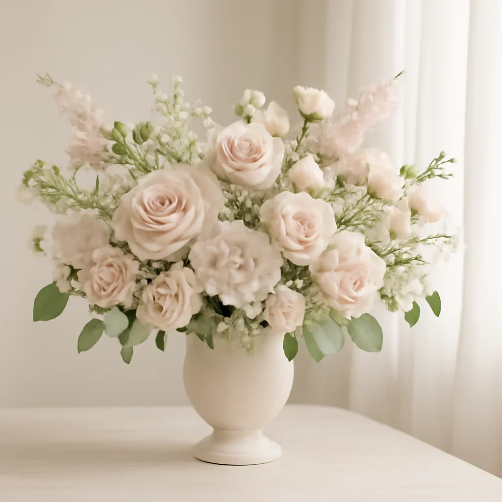 Supporting floral scene for funeral flowers with boutique presentation