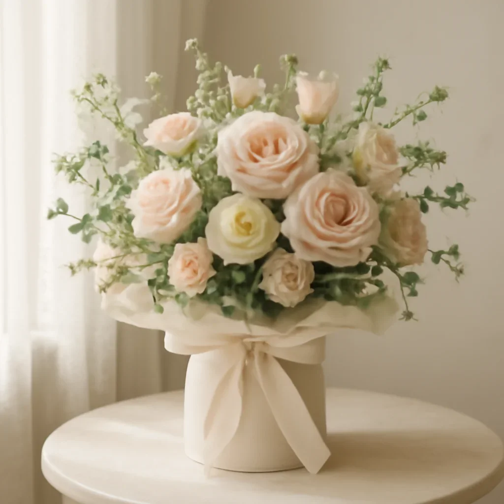Supporting floral scene for get well flowers with boutique presentation
