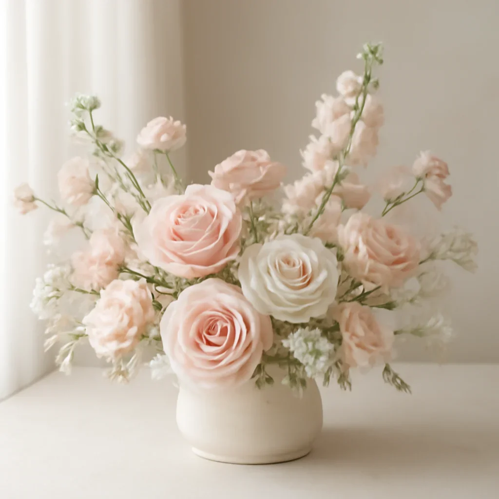 Supporting floral scene for valentine's day flowers with boutique presentation